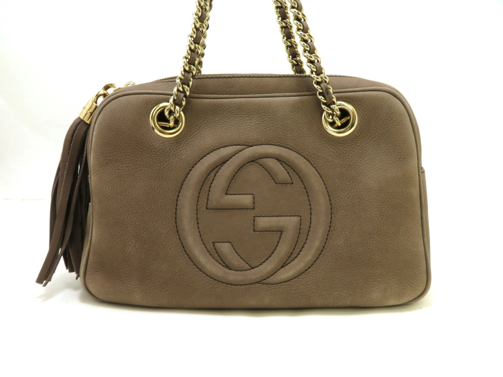 Gucci Soho Chain Shoulder Bag Tassel Gray